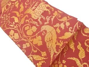 花唐草に鳥・鹿模様織出し名古屋帯